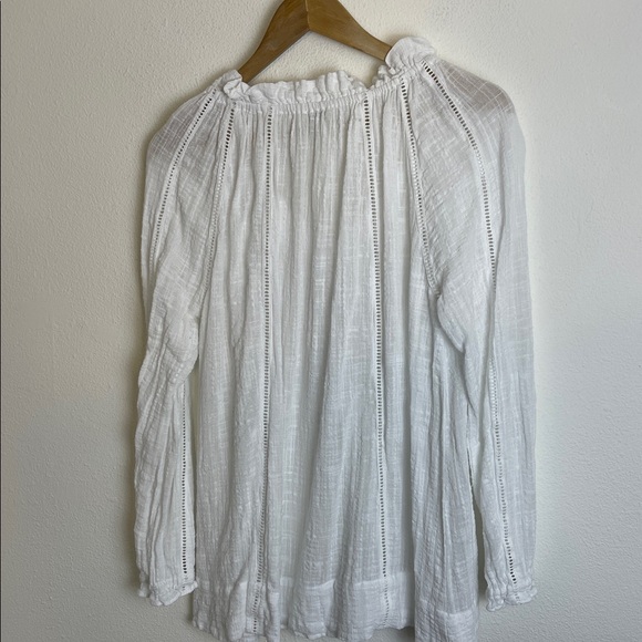 Sundance Artists Gauze White peasant blouse L - Picture 6 of 7